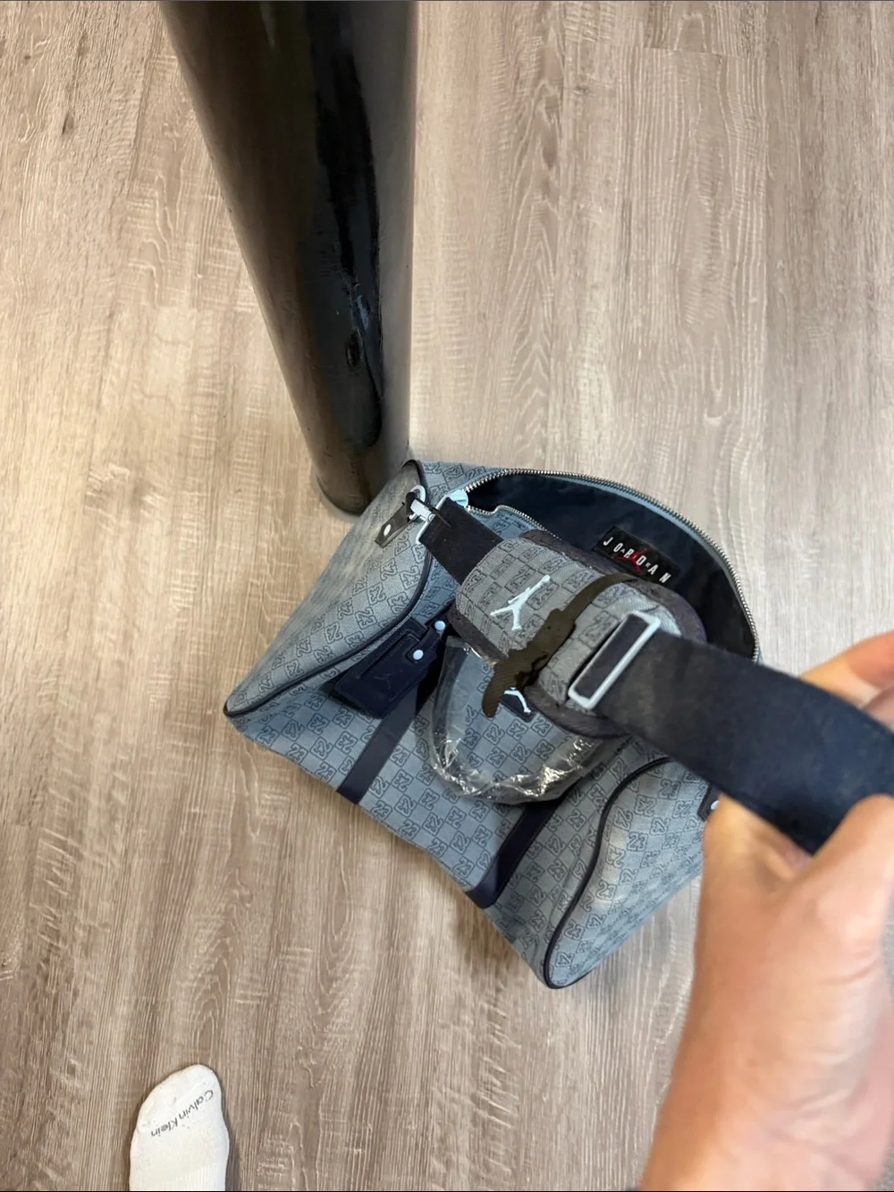 Jordan Grey Monogram Travel Duffel Bag